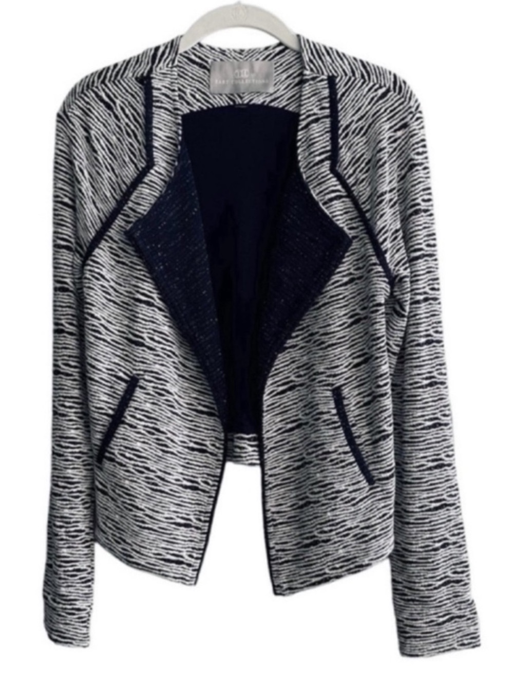 NEW Tart Collections Textured Blazer Jersey Knit Suiting Jacket Navy Blue Size S